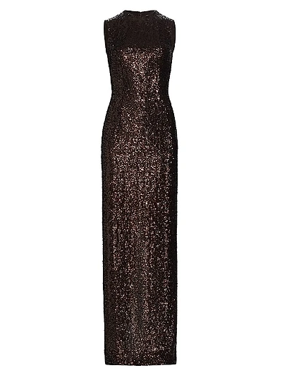 Sequined Sleeveless Column Gown