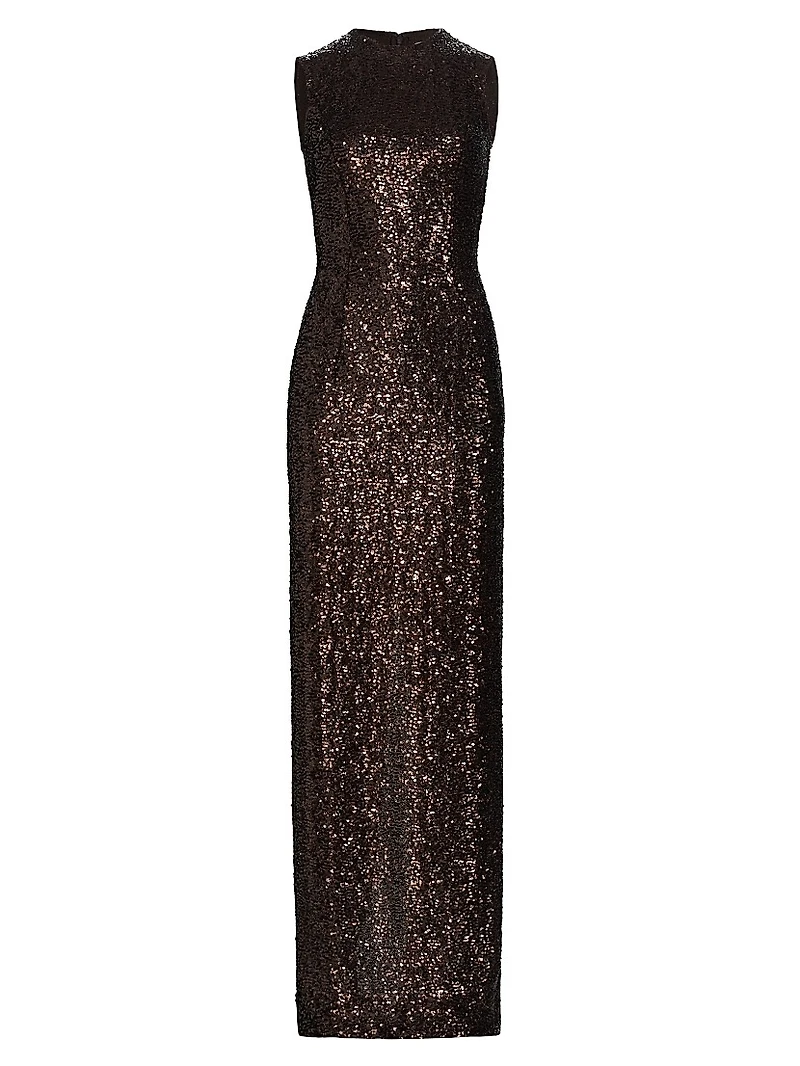 Sequined Sleeveless Column Gown