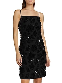 Sequin-Embellished A-Line Minidress