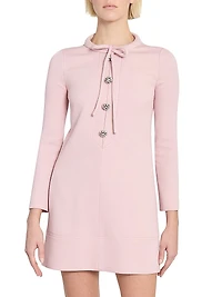 Crystal-Button Crepe Minidress