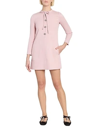 Crystal-Button Crepe Minidress