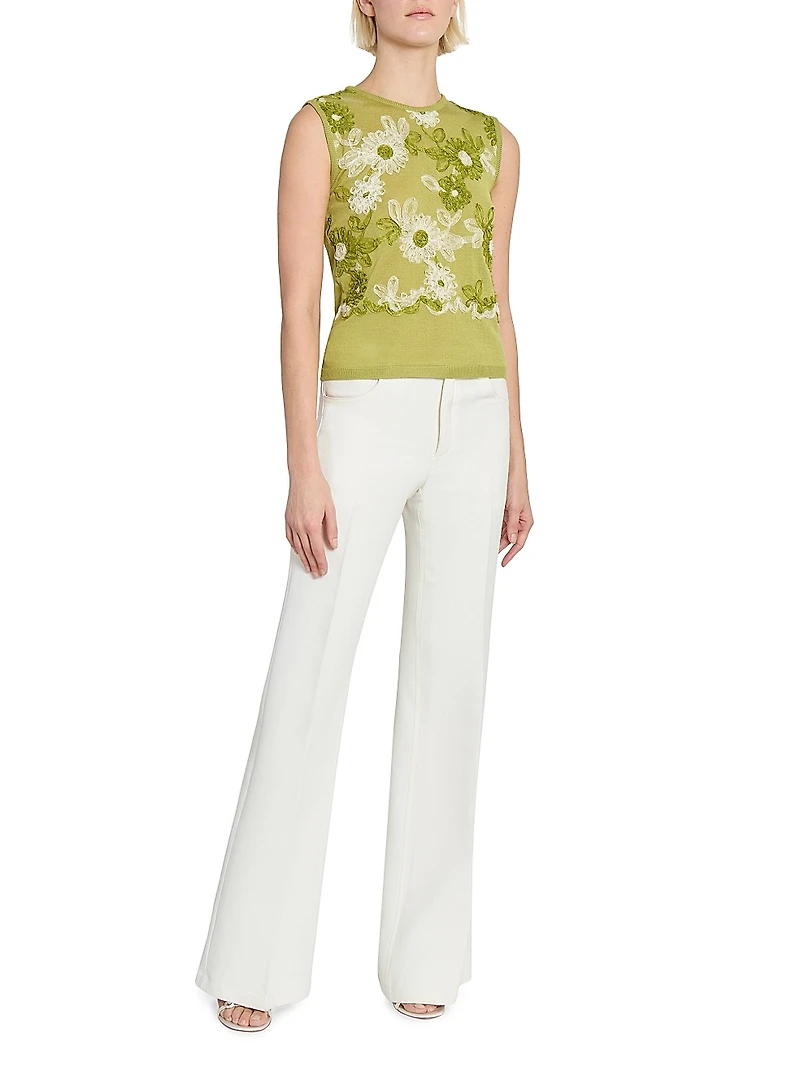 Soutache Silk-Blend Knit Top