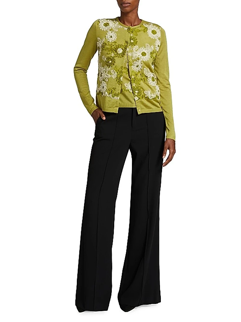 Floral Soutache Silk-Blend Sweater