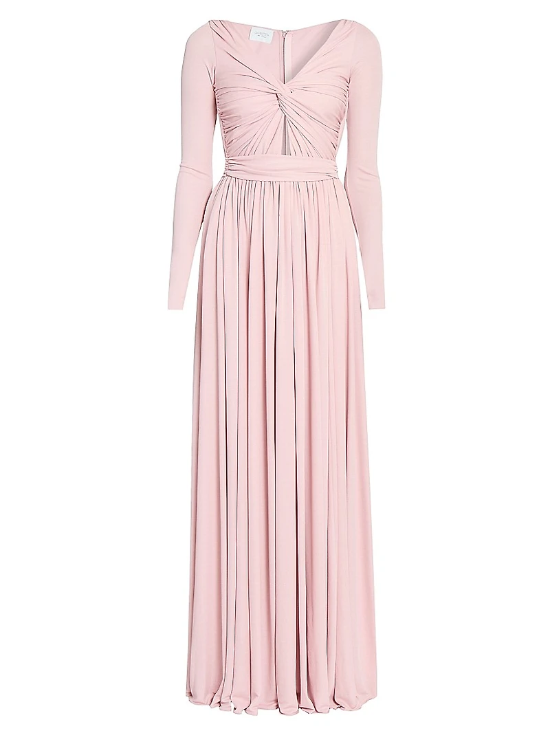 Twisted Long-Sleeve Maxi Dress