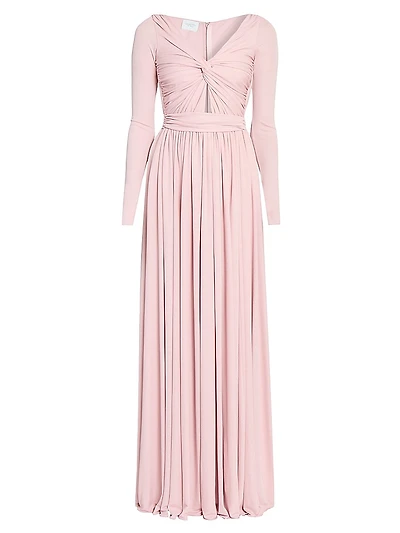 Twisted Long-Sleeve Maxi Dress