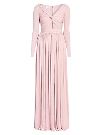 Twisted Long-Sleeve Maxi Dress