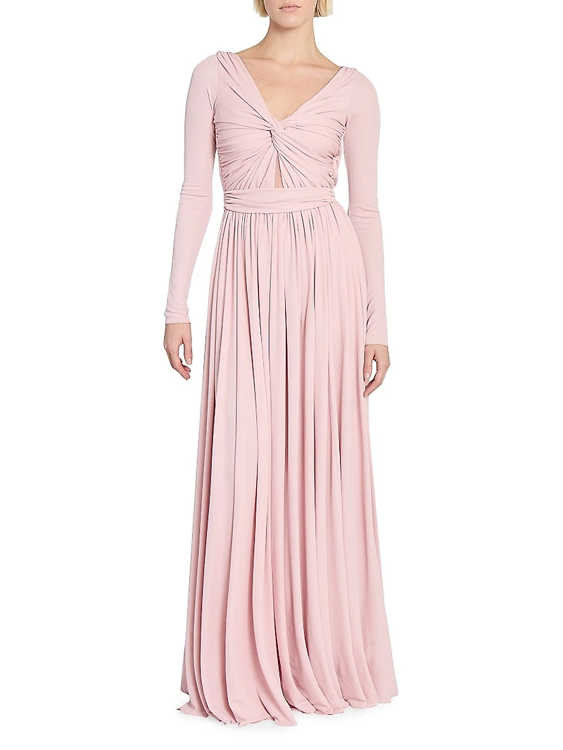 Twisted Long-Sleeve Maxi Dress