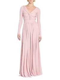 Twisted Long-Sleeve Maxi Dress