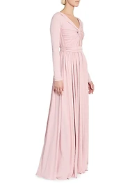 Twisted Long-Sleeve Maxi Dress