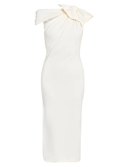 Asymmetric Bow Knit Midi-Dress