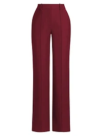 Silk-Wool Straight-Leg Trousers