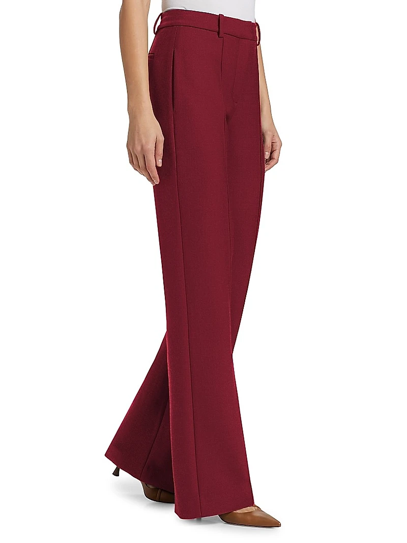 Silk-Wool Straight-Leg Trousers