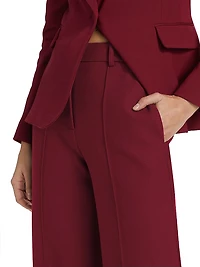 Silk-Wool Straight-Leg Trousers