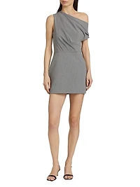 Leighton Pinstriped Off-The-Shoulder Minidress