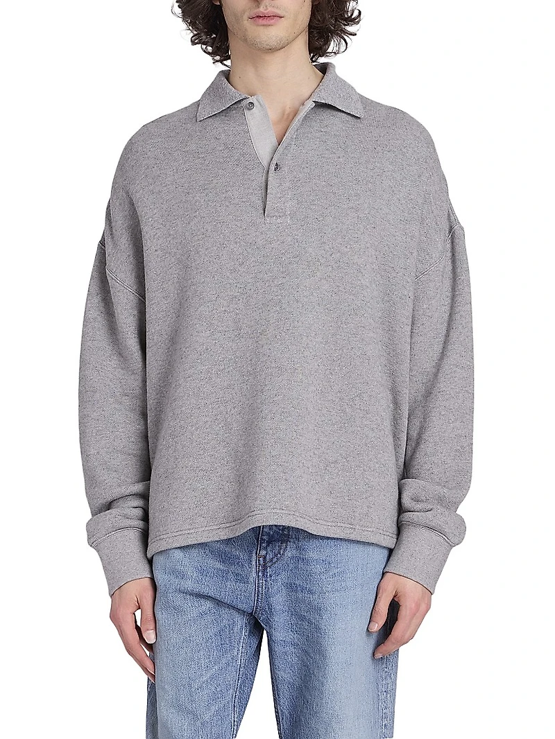 Cotton-Blend Polo Sweatshirt
