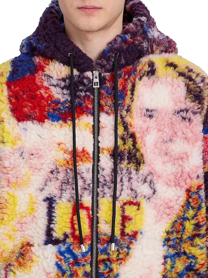 Logo Wool-Blend Hooded Jacket