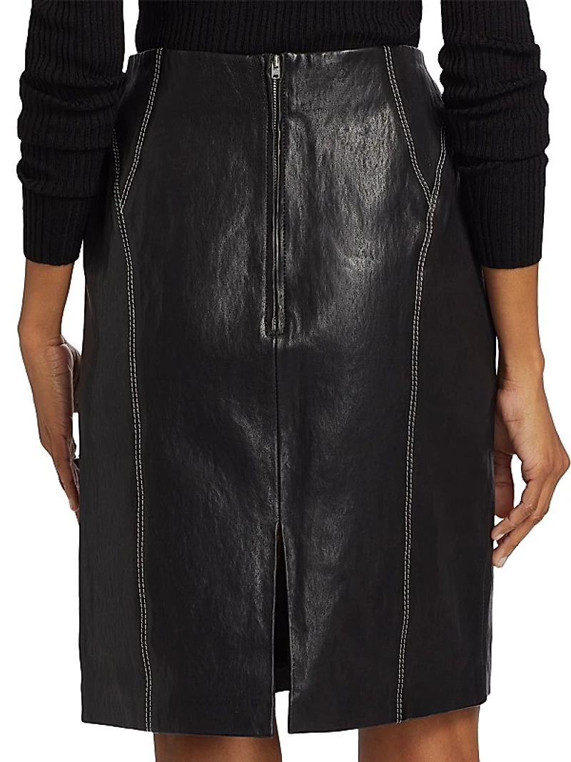 Seam Detail Leather Skirt