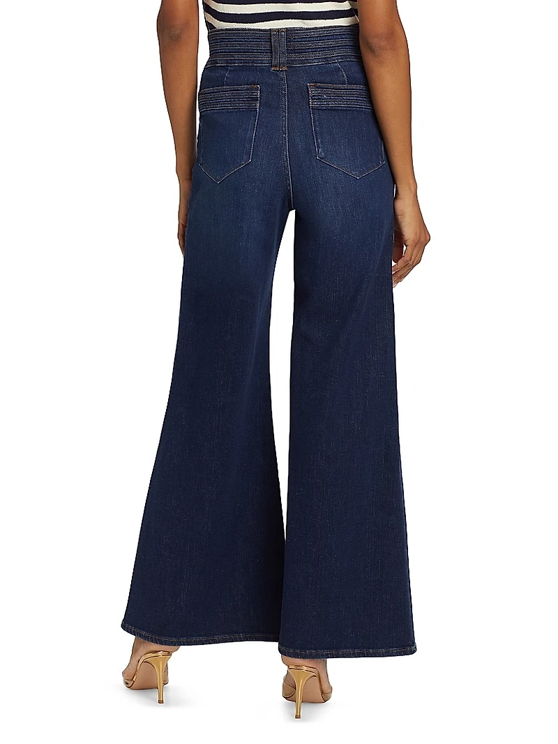 Triple Binding Crop Palazzo Jeans