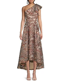 Jacquard One-Shoulder Maxi Dress