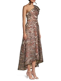 Jacquard One-Shoulder Maxi Dress