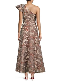 Jacquard One-Shoulder Maxi Dress