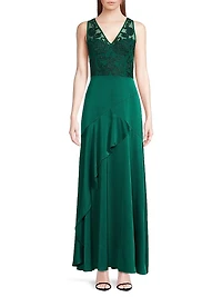 Beaded Satin Sleeveless Gown