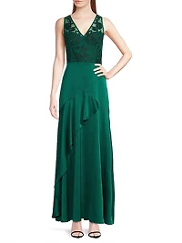 Beaded Satin Sleeveless Gown