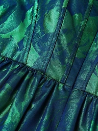 Abstract Jacquard Satin Maxi Gown