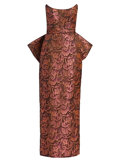 Jacquard Strapless Bow Gown