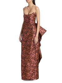 Jacquard Strapless Bow Gown