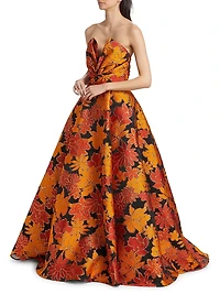 Floral Strapless A-Line Gown