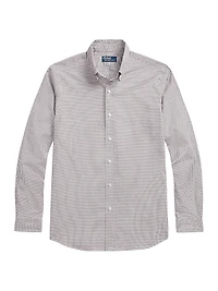 Micro Plaid Cotton Button-Down Shirt