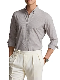 Micro Plaid Cotton Button-Down Shirt