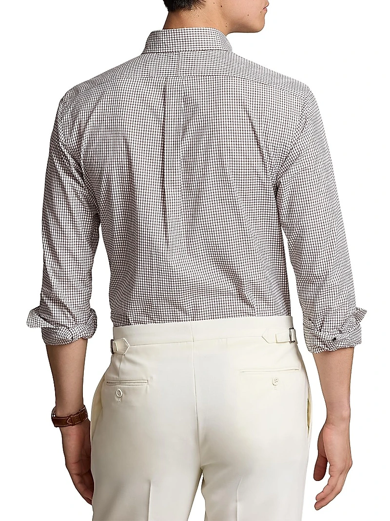 Micro Plaid Cotton Button-Down Shirt