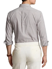 Micro Plaid Cotton Button-Down Shirt