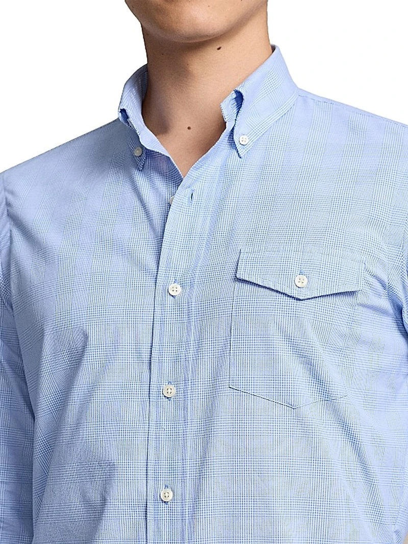 Plaid Cotton Button-Down Shirt