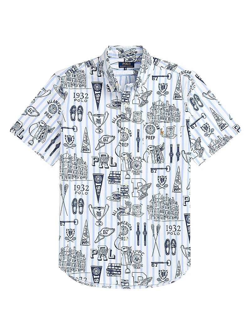 Striped Short-Sleeve Oxford Shirt