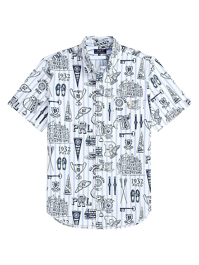 Striped Short-Sleeve Oxford Shirt