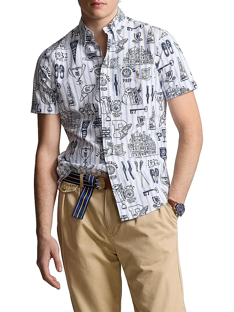 Striped Short-Sleeve Oxford Shirt