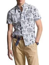 Striped Short-Sleeve Oxford Shirt