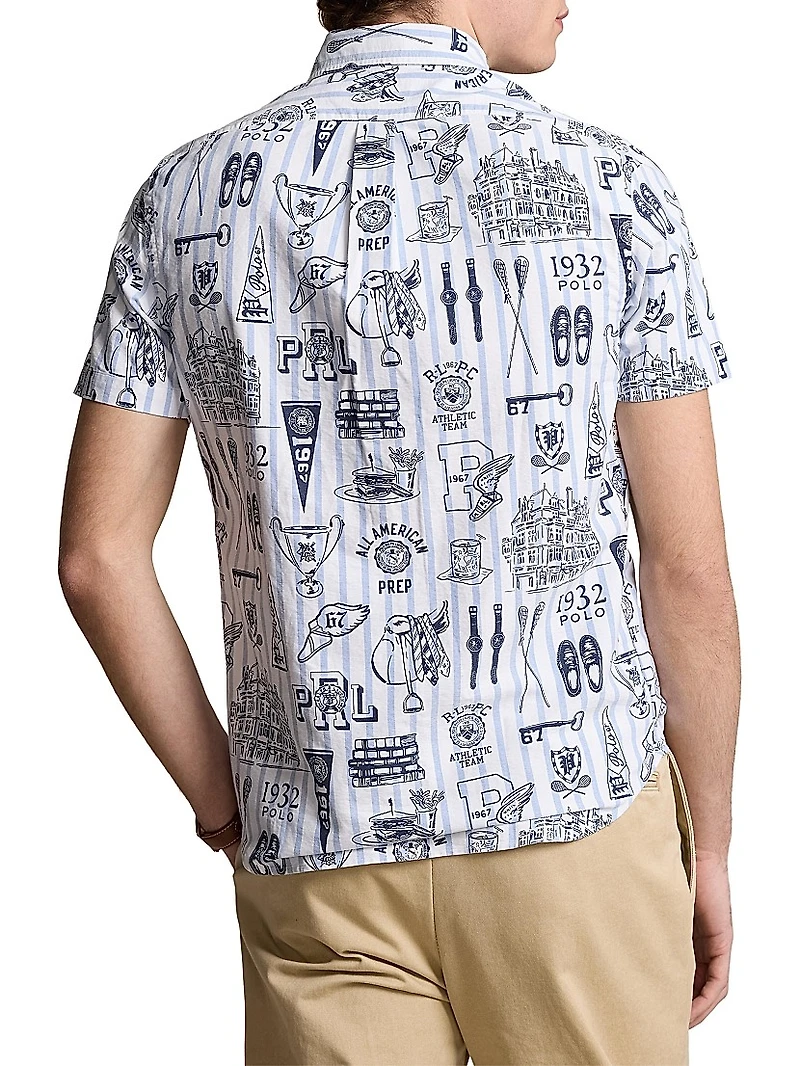 Striped Short-Sleeve Oxford Shirt