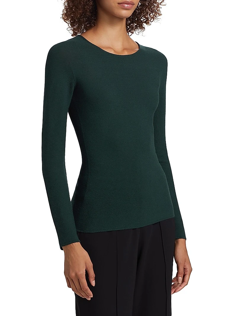 Rib-Knit Jersey Long-Sleeve T-Shirt