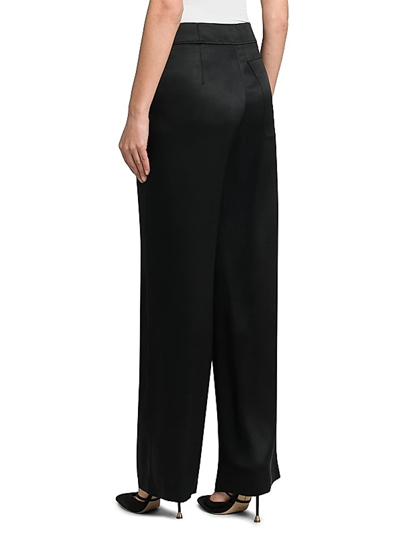 Silk Straight-Leg Pants