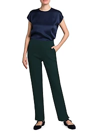 Stretch Wool Straight Pants