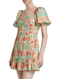 Martin Paisley Ruched Minidress