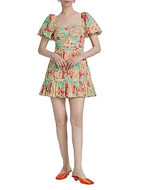 Martin Paisley Ruched Minidress