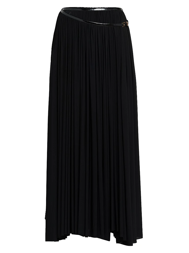 Pleated Jersey Midi-Skirt
