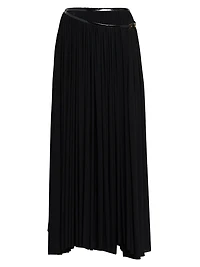 Pleated Jersey Midi-Skirt