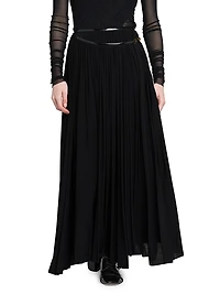 Pleated Jersey Midi-Skirt