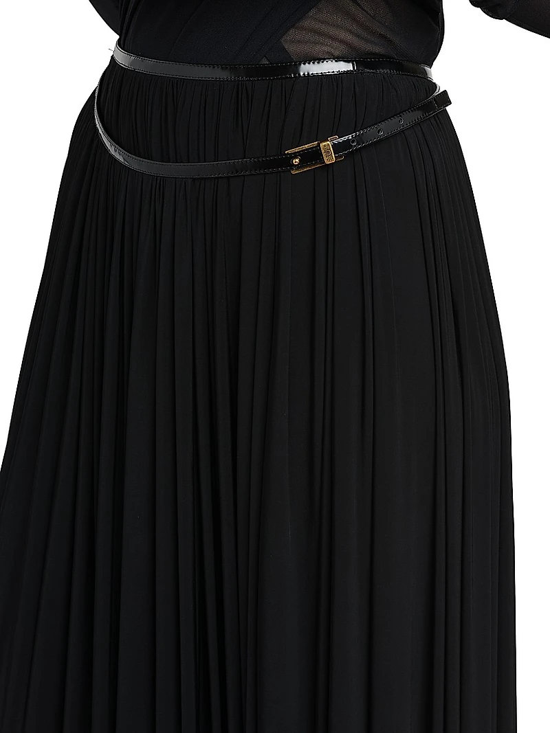 Pleated Jersey Midi-Skirt